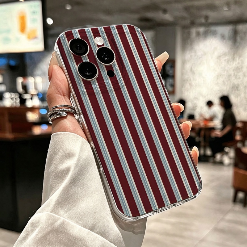 Burgundy Blue Striped Pattern  - Apple Iphone 15 recension och pris